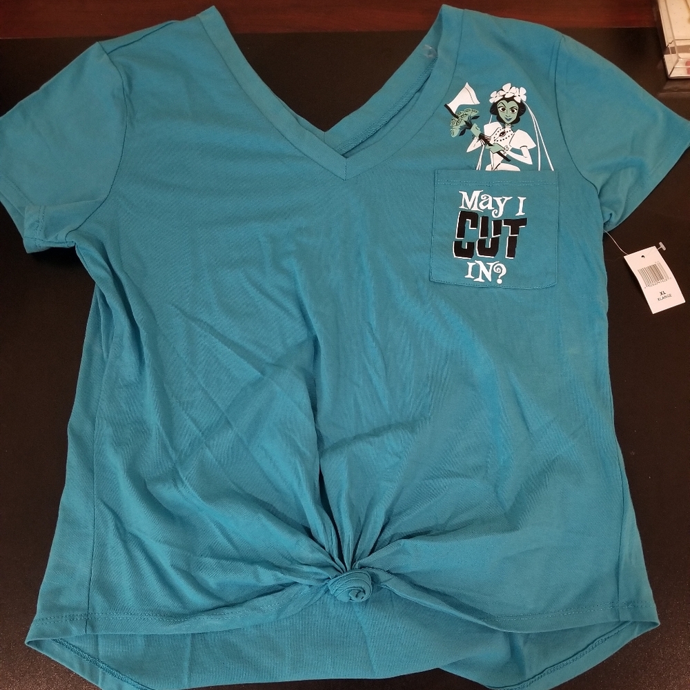 Disney's Haunted Mansion Bride XL Tie Up Hem Shirt